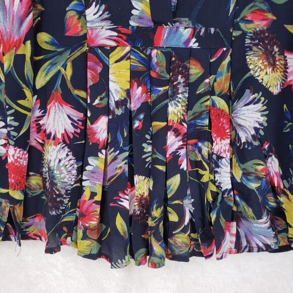 J Crew Shirt Womens XXS Petite Floral Silk Pleated Blouse Button Front K1823 - Picture 4 of 13